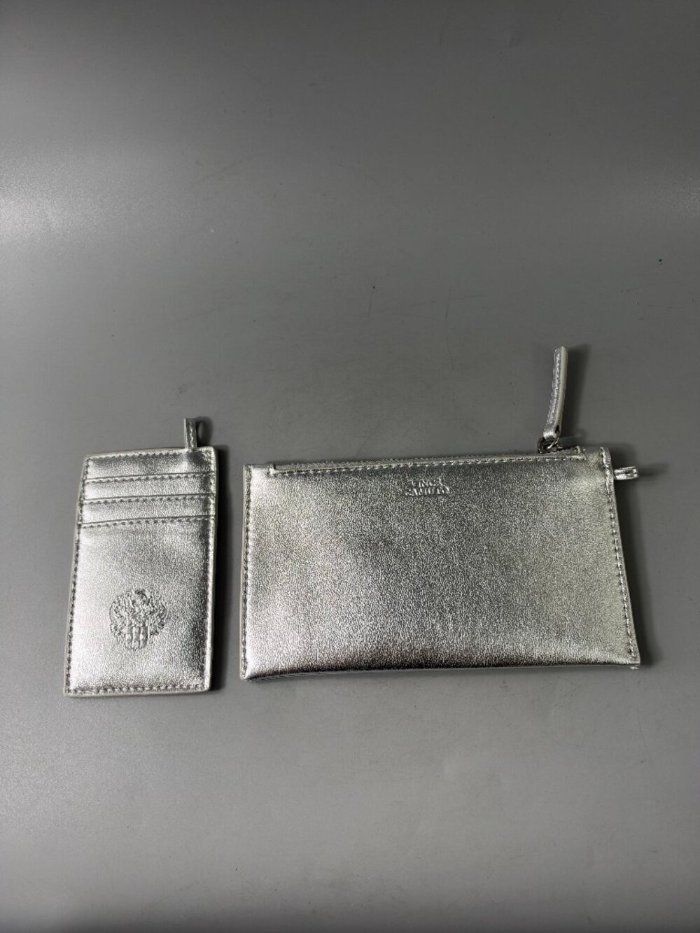 NWOT Vince Camuto Metallic Silver Faux Leather Accessory Set